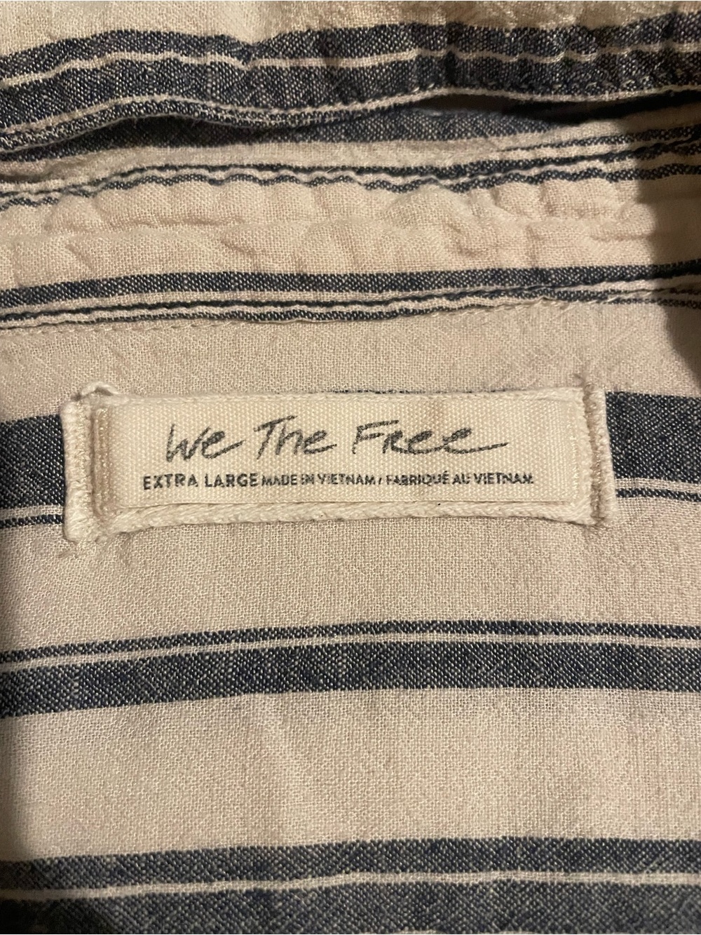We The Free Cream and Navy Striped Button-Down Shirt - Picture 4 of 4